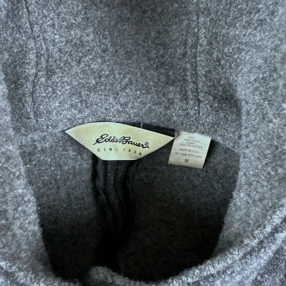 Vintage Eddie Bauer Coat Womens MEDIUM Gray Wool Hooded Heritage Outdoor USA Y2K